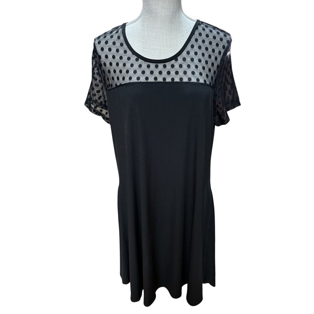 Nina Leonard Short Sleeve Black Evening Cocktail Wedding Guest Dress X-Large NWT